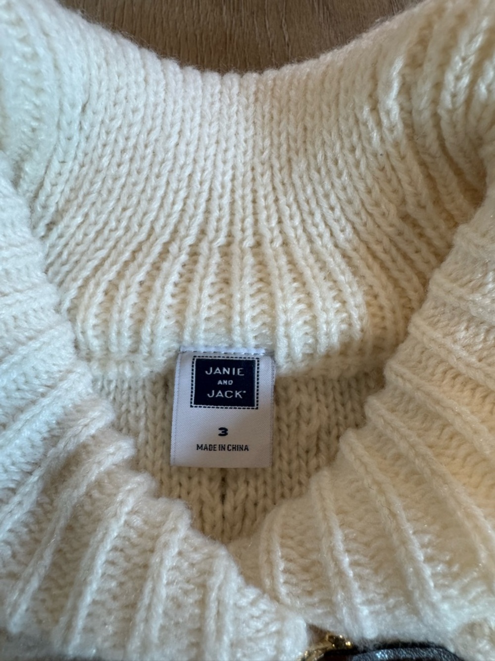 Janie and Jack Cream Cable-Knit Toggle Poncho Sweater - Picture 3 of 3